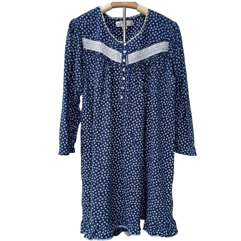 Eileen West | Navy Floral Nightgown Cottagecore Prairie - Picture 2 of 7